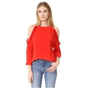 Ramy Brook Vivica Silk Crepe Cold-Shoulder Top